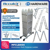 ACCUBIT MFCLB404 ALUMINIUM MULTI PURPOSE LADDER COME WITH STAGGING BOARD & PLATFORM 16 STEPS (MAX 150KG)
