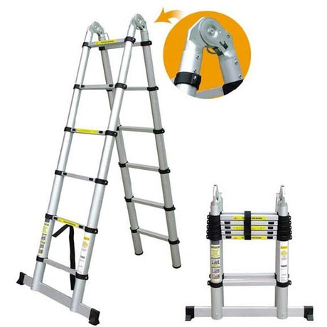 ACCUBIT MFTLC214 Aluminium Double Sided Telescopic Ladder 14 Steps 15Ft