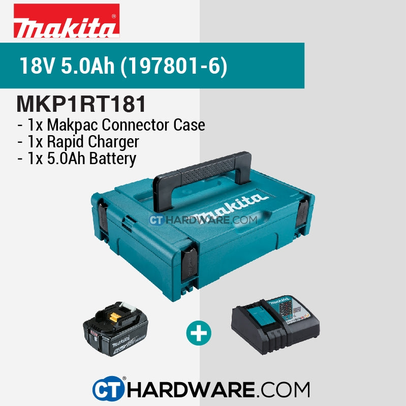 Makita MKP1RT181 Makpac Power Source Kit 18V (Include 1x 5.0 Ah Battery & 1x Charger) [197801-6]