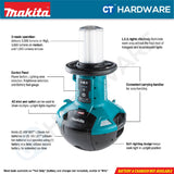 MAKITA ML010G CORDLESS AREA WORKLIGHT 18V/ 40V | HIGH 5500LM | MEDIUM 3000LM | LOW 1500LM WITHOUT BATTERY AND CHARGER