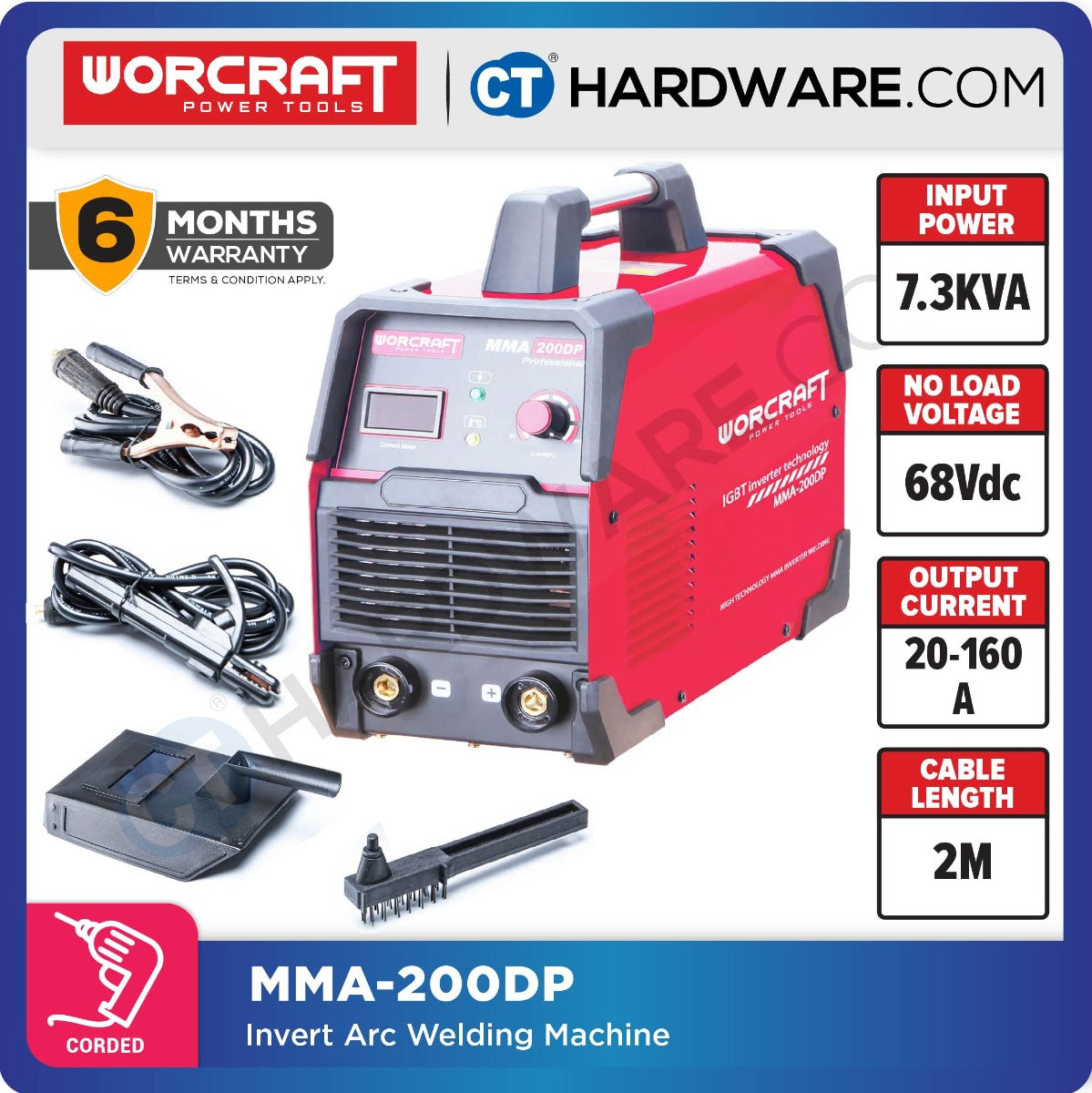 WORCRAFT MMA-200DP INVERTER WELDING MACHINE 200AMP [ MMA200DP ]
