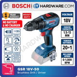 Bosch GSR 18V-50 BRUSHLESS CORDLESS DRILL 18V | 420-1600RPM | 30/17NM [ 06019H50L0 | GSR18V50 ]