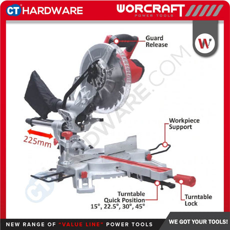 WORCRAFT MST20-255A SLIDING MITRE SAW 10" | 2000W (MST20255A)
