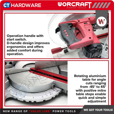 WORCRAFT MST20-255A SLIDING MITRE SAW 10" | 2000W (MST20255A)