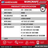 WORCRAFT MST20-255 SLIDING MITRE SAW 10" | 2000W (MST20255)