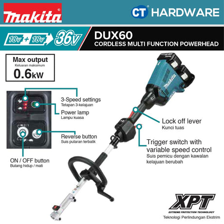MAKITA DUX60ZM3/ Z 18X2 CORDLESS MULTI FUNCTION POWER HEAD