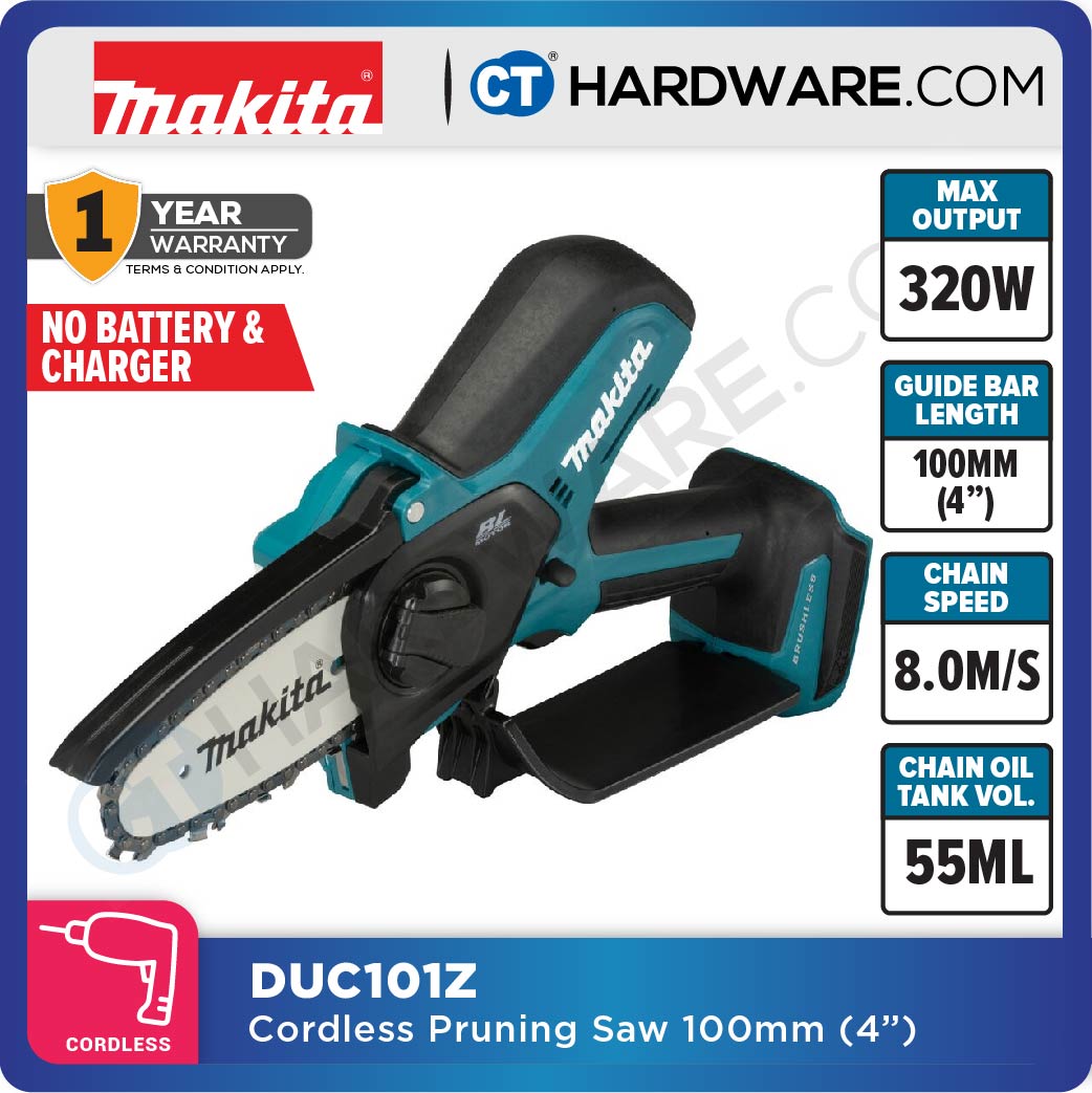 MAKITA DUC101Z CORDLESS PRUNING SAW 18V | 100MM (4") | 320W | OIL TANK 55ML COME WITH 1x 3.0AH BATTERY & CHARGER [ YEAR END SALES ]