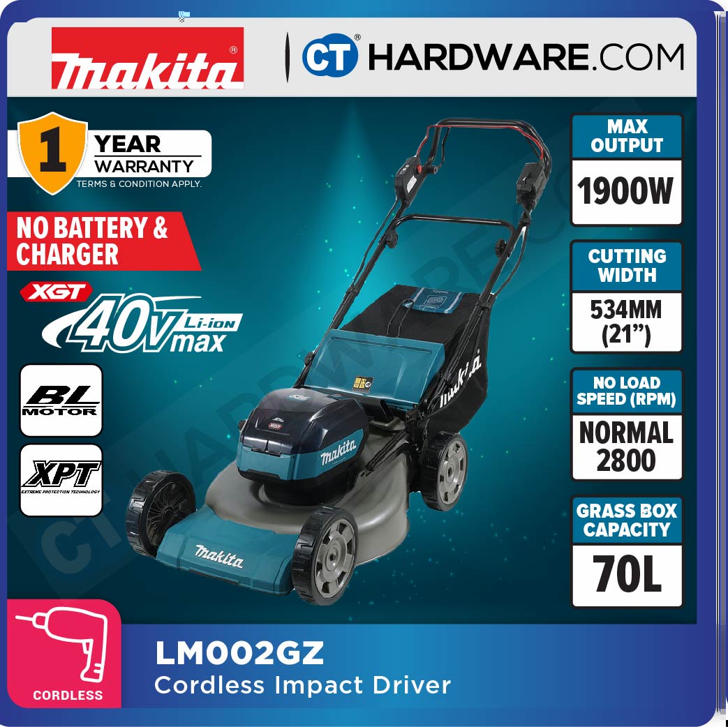 MAKITA LM002GZ CORDLESS LAWN MOWER 40V | 534MM ( 21" ) | 1900W | 70L WITHOUT BATTERY AND CHARGER