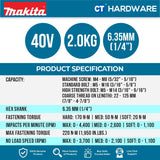 MAKITA TD003GZ | TD003GA201 CORDLESS IMPACT DRIVER 40V | 6.35MM (1/4") | 210NM