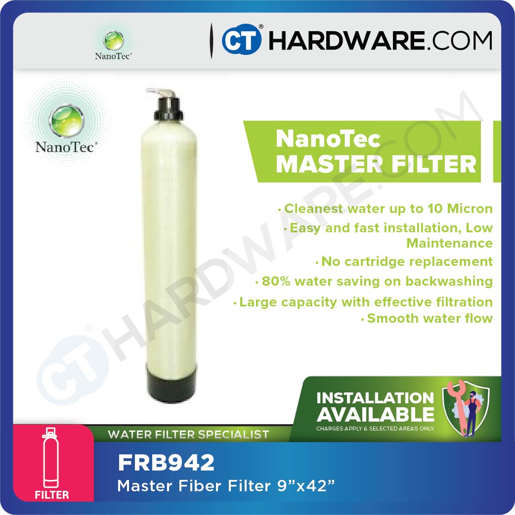 NANOTEC FRB942 MASTER FIBER FILTER 9" X 42" COME WITH G2 PVC BLACK HEAD WITH MEDIA [ NNFRB09 ]