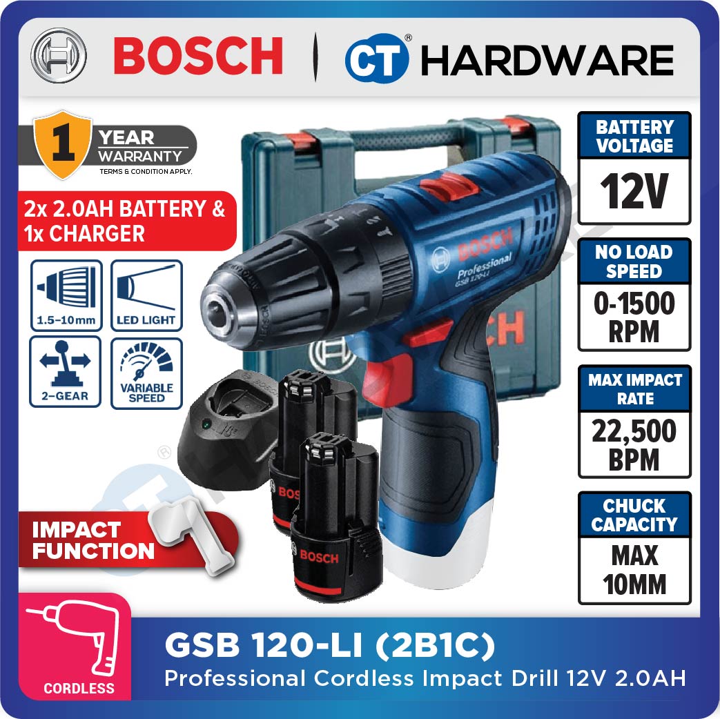 BOSCH GSB 120-LI (GEN 2) PROFESSIONAL CORDLESS IMPACT DRILL 12V [ GSB120LI ]