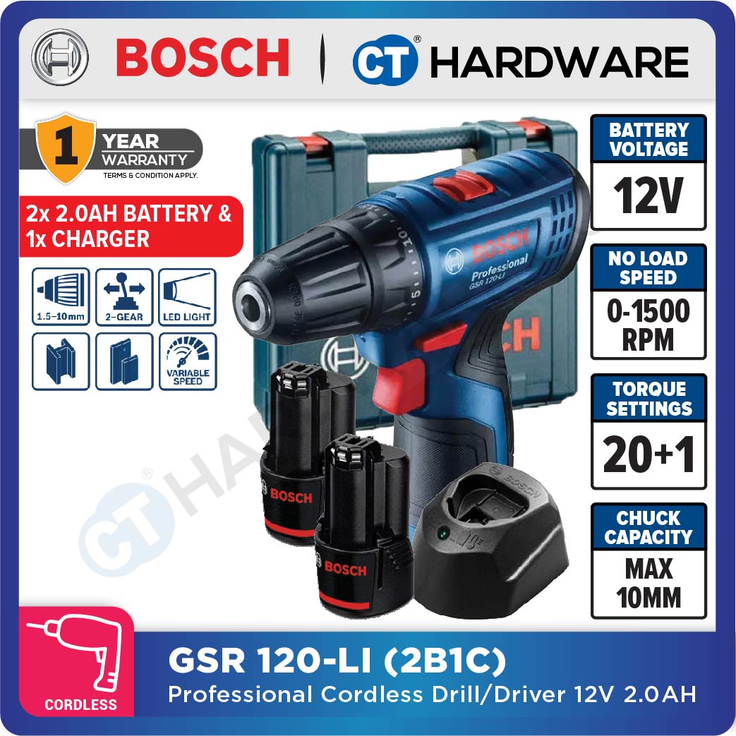 BOSCH GSR 120-LI (GEN 2) PROFESSIONAL CORDLESS DRILL/DRIVER 12V | 30Nm [ GSR120LI ]