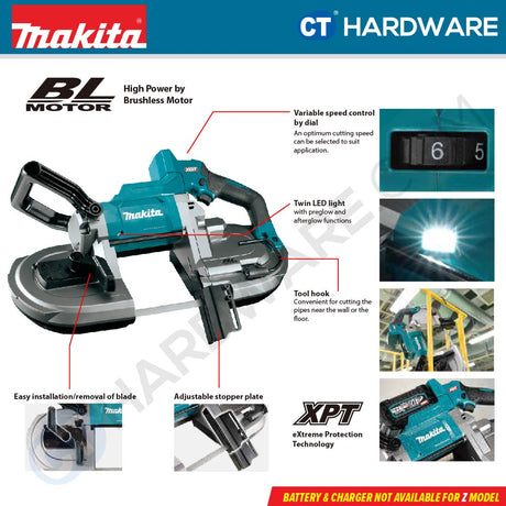 Makita PB002GZ/ GM201 XGT 40Vmax Cordless Portable Band Saw 5" 127mm (Body Only | 2-Battery)