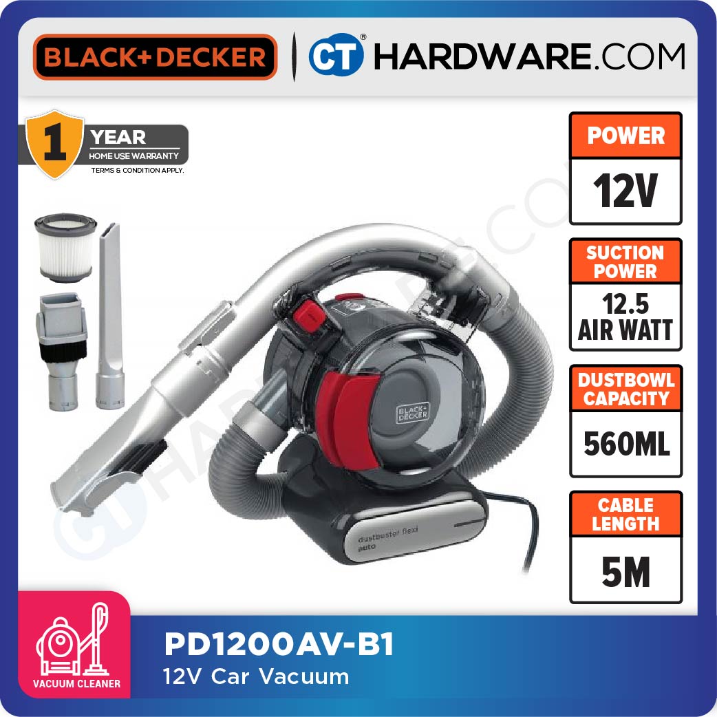 Black+Decker PD1200AV Flexi Auto Dustbuster Vacuum Cleaner 12V 560ML (Cyclonic)