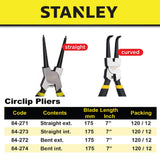 STANLEY STRAIGHT INTERNAL/EXTERNAL CIRCLIP PLIER