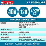 MAKITA PT001GD101 | PT001GZ CORDLESS PIN NAILER 40Vmax | 23GA | 0.6MM | 120 MAGAZINE