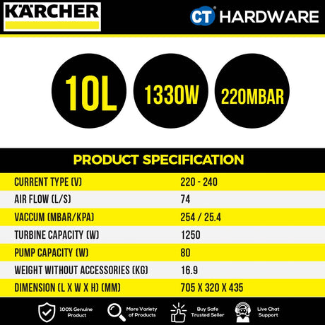 Karcher PUZZI 10/2 ADV Professional Spray Extraction Cleaner 1250W 30-45 m²/h [PUZZI102ADV | 11931200]