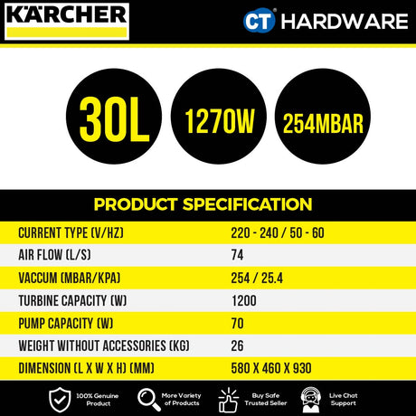 Karcher PUZZI 30/4 Professional Spray Extraction Cleaner 1200W 60-75 m²/h [PUZZI304 | 11011200]