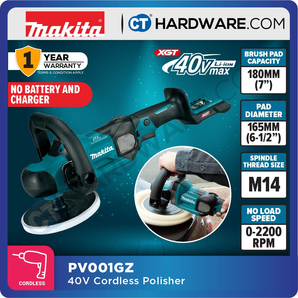 MAKITA PV001GM101 | PV001GZ CORDLESS POLISHER 40V 180 mm (7") | 165 mm (6-1/2") | M14