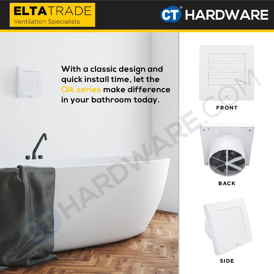 ELTA TRADE FANTECH QA -  QA100 (4") / QA125 (5") / QA150 (6") AXIAL FLOW FAN AUTO SHUTTER [EXHAUST FAN]
