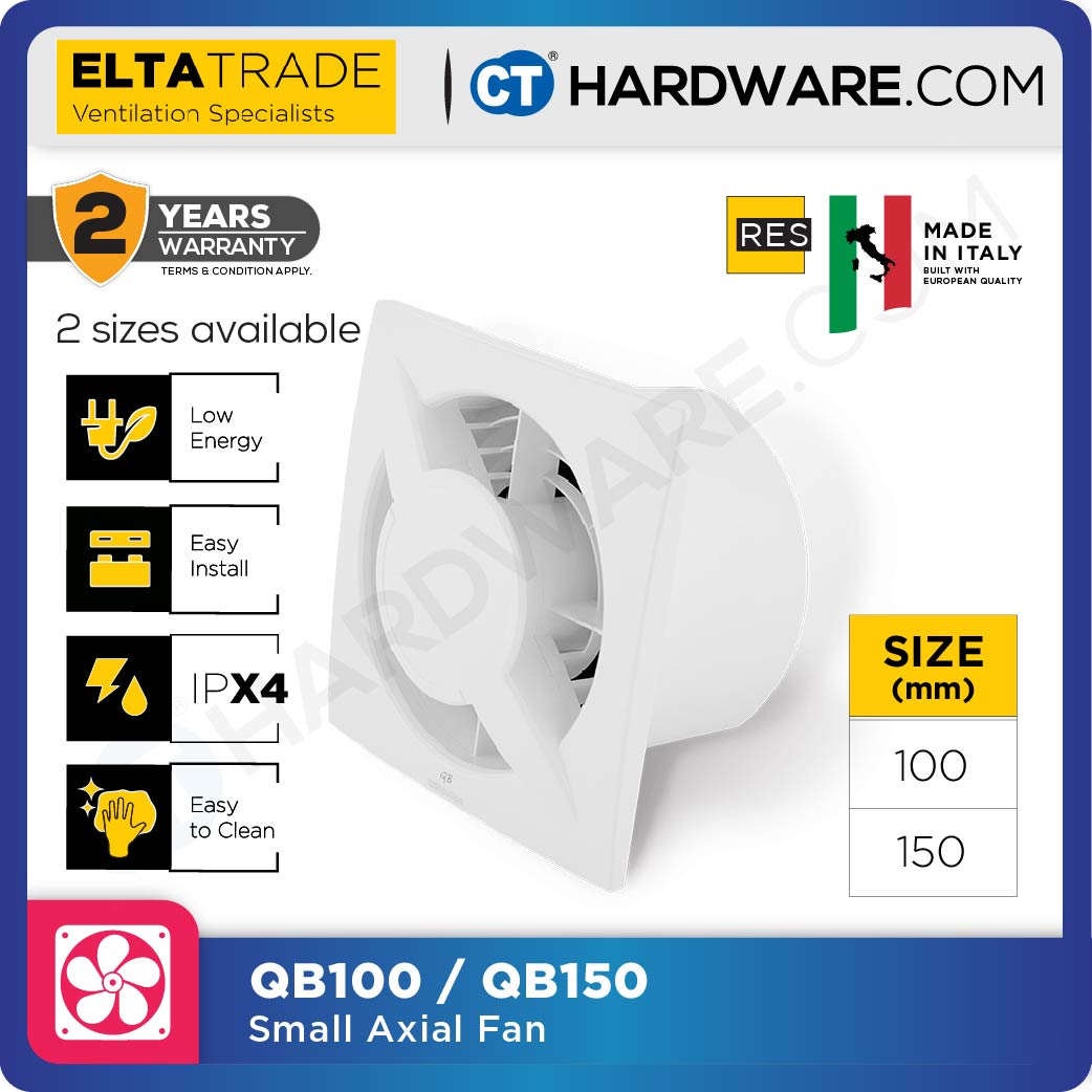 Elta Trade QB100 / QB150 Small Axial Exhaust Fan (4" / 5")