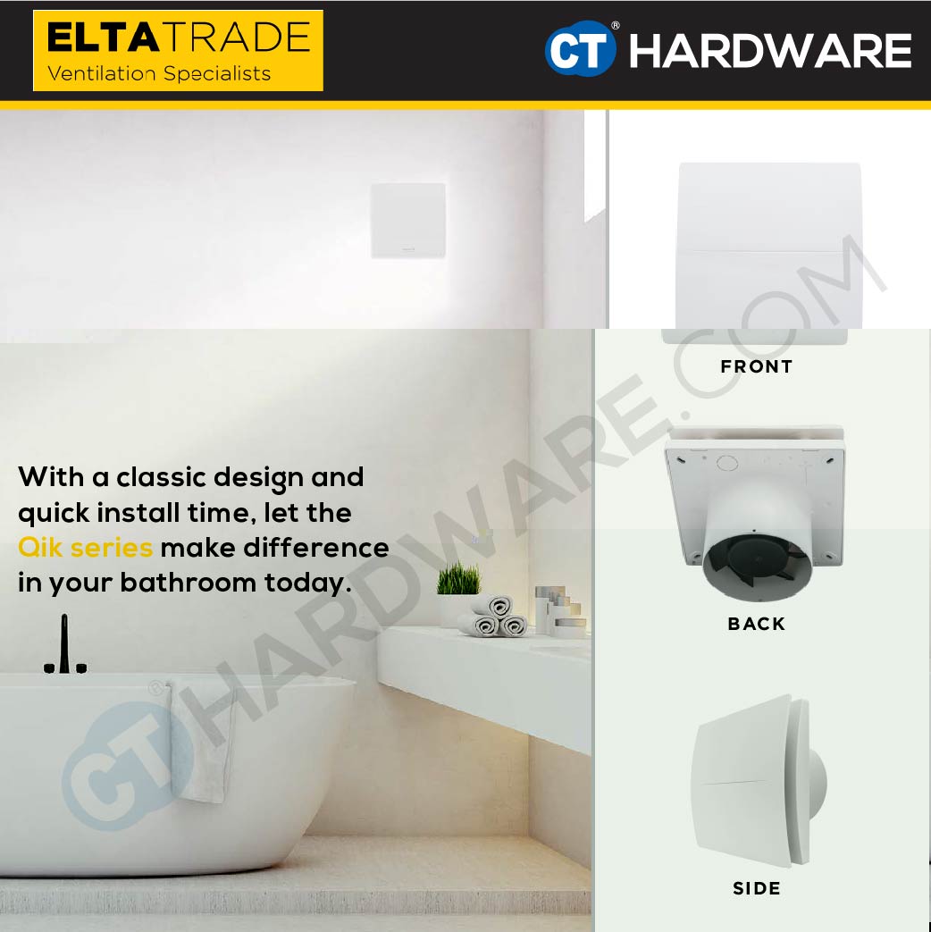 ELTA TRADE FANTECH QD -  QD100(4") / QD125(5") / QD150(6") AXIAL EXTRACT FAN WITH REMOVABLE STYLIST FRONT COVER [ EXHAUST FAN ]