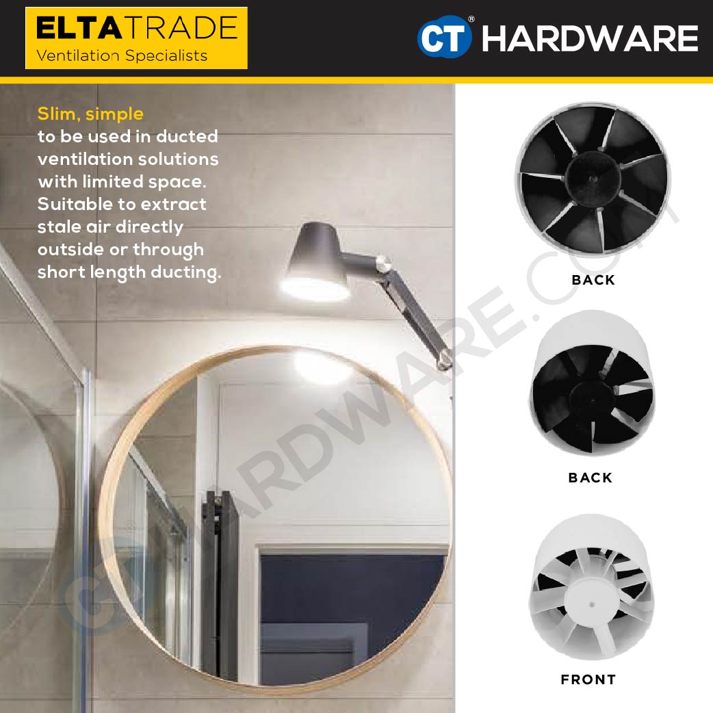 ELTA TRADE QIN100 / QIN125 / QIN150 Intermittent Axial In-Line Exhaust Fan (4″ / 5″ / 6″)