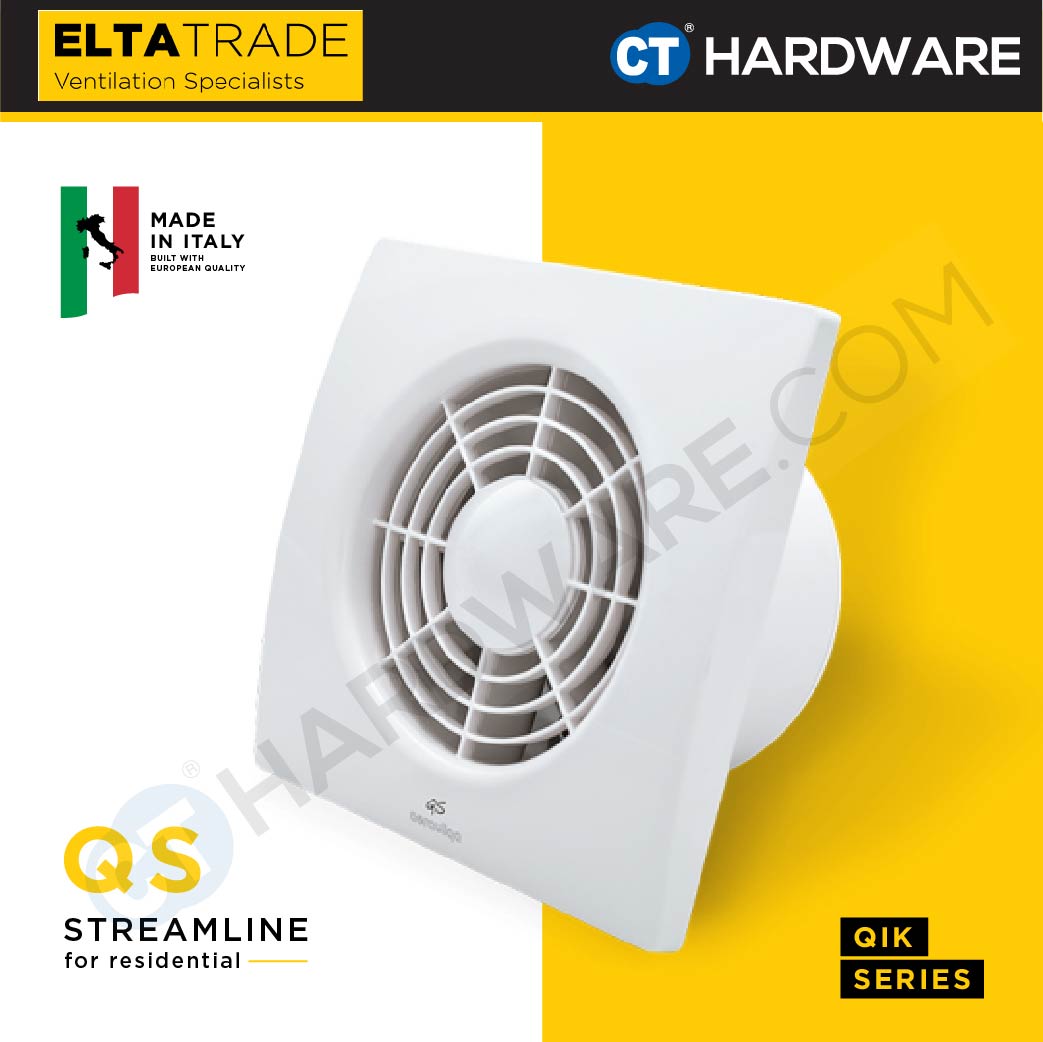 Elta Trade QS - QS100 (4") / QS125 (5") / QS150 (6") Streamline Axial Fan [Exhaust Fan]