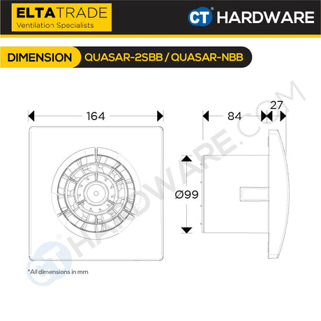 ELTA TRADE FANTECH ULTRA QUIET AXIAL VENTILATION FAN DIA 100MM (QUASAR2SBB)