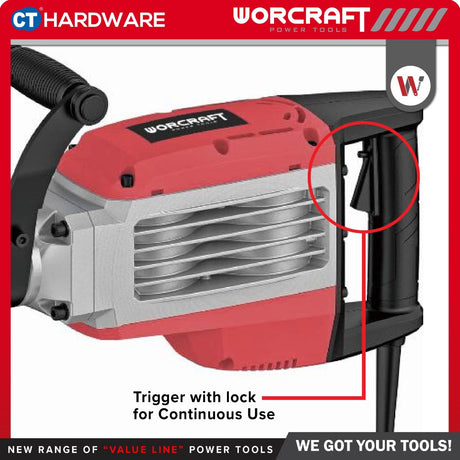 WORCRAFT RB16-45T Corded Demolition Hammer 1700W | 50J | 300MM HEX Best For Concrete / Mesin Ketuk Konkrit Pecah Dinding [ RB1645T ]