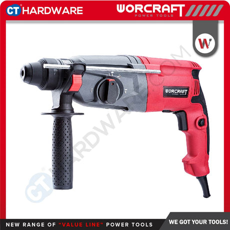 WORCRAFT RH09-26A 3 MODE ROTARY HAMMER 820W 1300RPM 4800BPM C/W ACCESS 3 DRILL BIT , 2 CHISEL SDS PLUS (RH0926A)