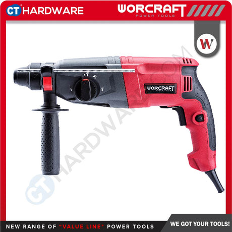 WORCRAFT RH09-26A 3 MODE ROTARY HAMMER 820W 1300RPM 4800BPM C/W ACCESS 3 DRILL BIT , 2 CHISEL SDS PLUS (RH0926A)