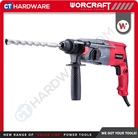 WORCRAFT RH09-26A 3 MODE ROTARY HAMMER 820W 1300RPM 4800BPM C/W ACCESS 3 DRILL BIT , 2 CHISEL SDS PLUS (RH0926A)