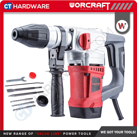 WORCRAFT RH0926X 3 MODE ROTARY HAMMER 900W 850RPM PERCUSSION 4100RPM C/W ACCE 3 BIT,2 CHISEL ( SDS PLUS )
