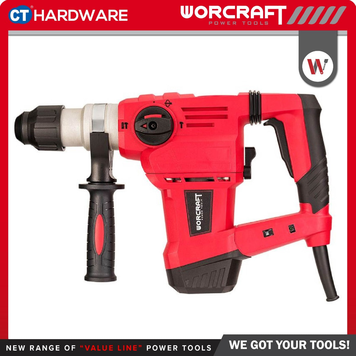 WORCRAFT RH15-32X Corded Rotary Hammer SDS PLUS | 3-Modes | 1500W | 590RPM / Alatan Kuasa Gerudi Tukul Putar [ RH1532X ]