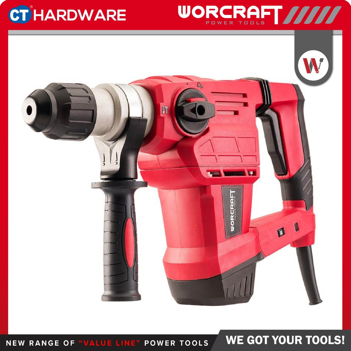 WORCRAFT RH15-32X Corded Rotary Hammer SDS PLUS | 3-Modes | 1500W | 590RPM / Alatan Kuasa Gerudi Tukul Putar [ RH1532X ]