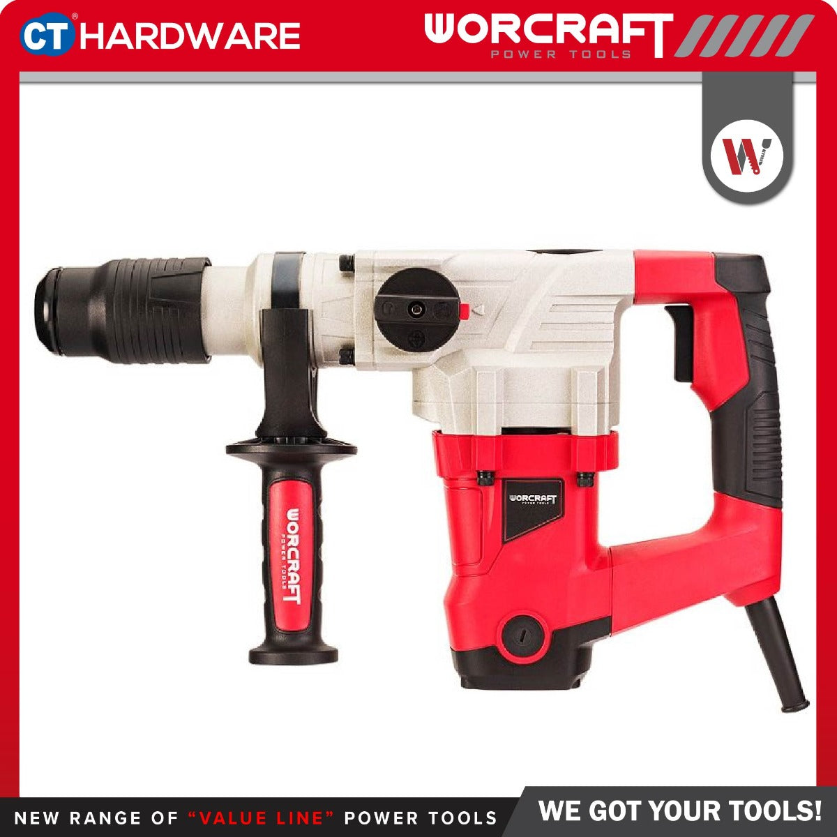 WORCRAFT RH15-40X Corded Rotary Hammer SDS MAX with 2-Modes | 1500W | 590RPM / Alatan Kuasa Gerudi Tukul Putar [RH1540X]