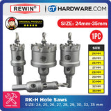 REWIN RKH TCT HOLE SAWS SIZE: 15MM - 35MM