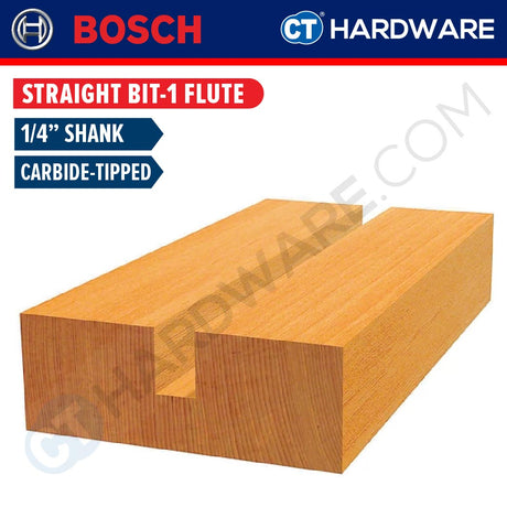 Bosch Carbide-Tipped Router Bit - Straight Bit, 1-flute (Diameter - 7.7mm) 2608628427
