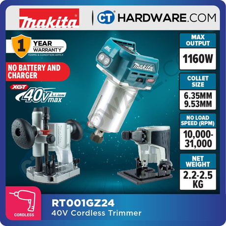MAKITA RT001GM212 | RT001GZ23 | RT001GZ24 CORDLESS TRIMMER 40V | 6.35 mm (1/4"), 9.53 mm (3/8") [ RT001G ]