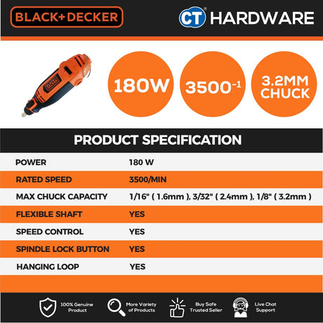 BLACK+DECKER RT18KA MULTI-FUNCTION ROTARY TOOLS COME WITH 114 ACCESSORIES