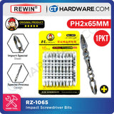 REWIN IMPACT SCREWDRIVER BITS PH2 X 65MM X 6.35MM  ( X 10PC ) RZ1065