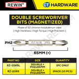 REWIN SCREWDRIVER BITS PH2 X 65MM X 6.35MM ++- S2 SERIES - RZ2065L