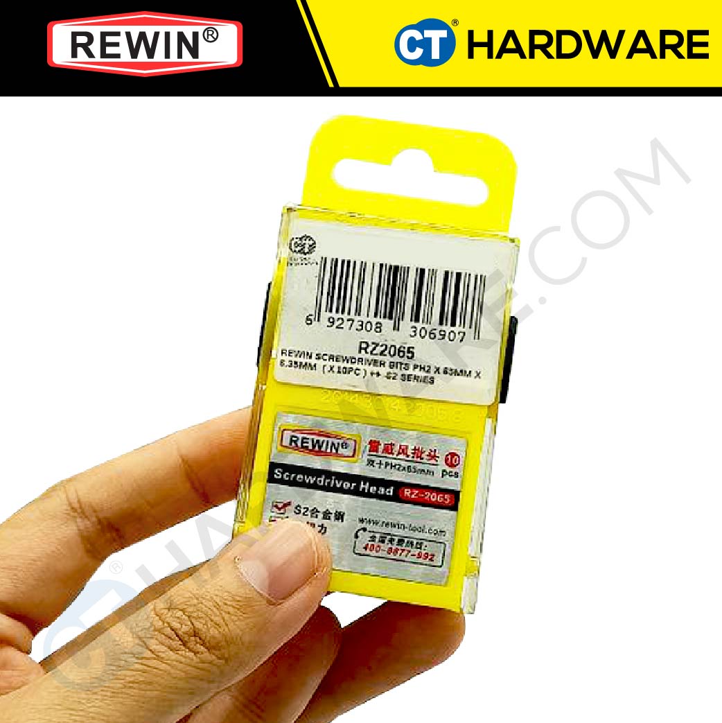 REWIN SCREWDRIVER BITS PH2 X 65MM X 6.35MM ++- S2 SERIES - RZ2065L