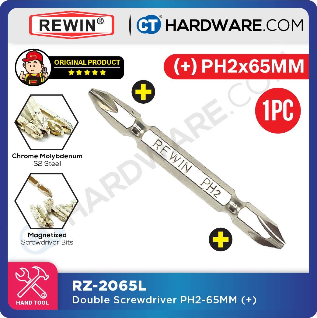 REWIN SCREWDRIVER BITS PH2 X 65MM X 6.35MM ++- S2 SERIES - RZ2065L