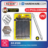 REWIN RZ-6100 DOUBLE SCREWDRIVER BITS PH2 X100MM X 6.35MM ( + +  S2 SERIES )  - 1 PACK [ RZ6100 ]