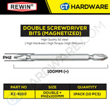 REWIN RZ-6100 DOUBLE SCREWDRIVER BITS PH2 X100MM X 6.35MM ( + +  S2 SERIES )  - 1 PACK [ RZ6100 ]