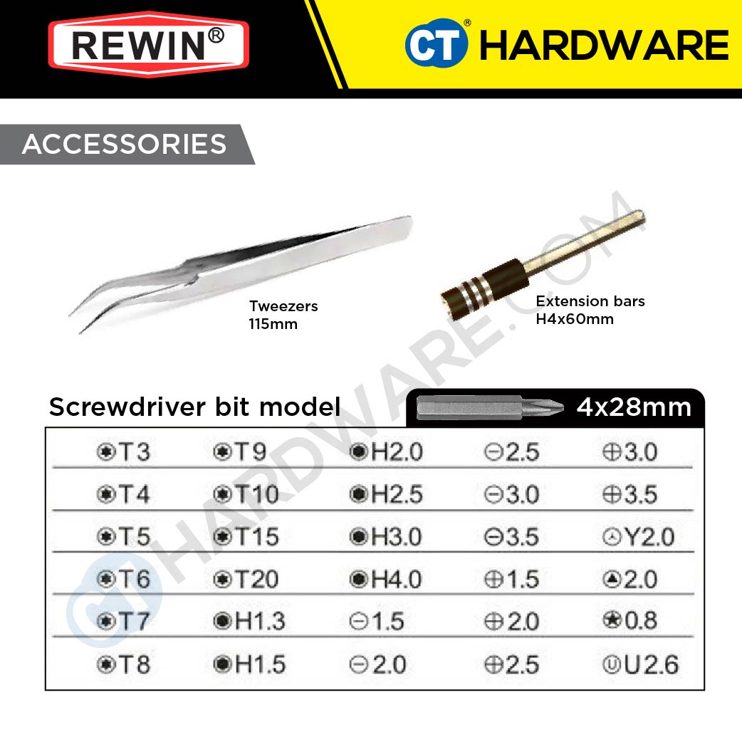 REWIN RZ8633  PRECISION ELECTRIC SCREWDRIVER SET 33PCS ( 55.5 X 34.5 X 36CM )