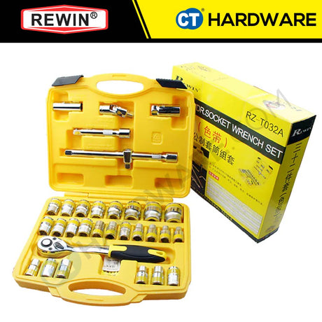 REWIN RZT032A 32PCS 1/2" DR. SOCKET WRENCH SET 1/2"  8-32MM  6PT / 12PT