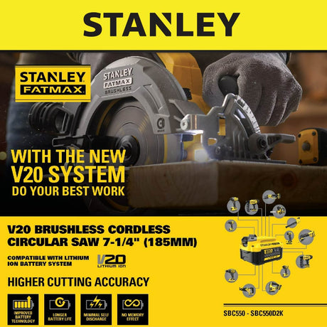 STANLEY SBC550 CORDLESS BRUSHLESS CIRCULAR SAW 20V 185MM ( SBC550-B1 )
